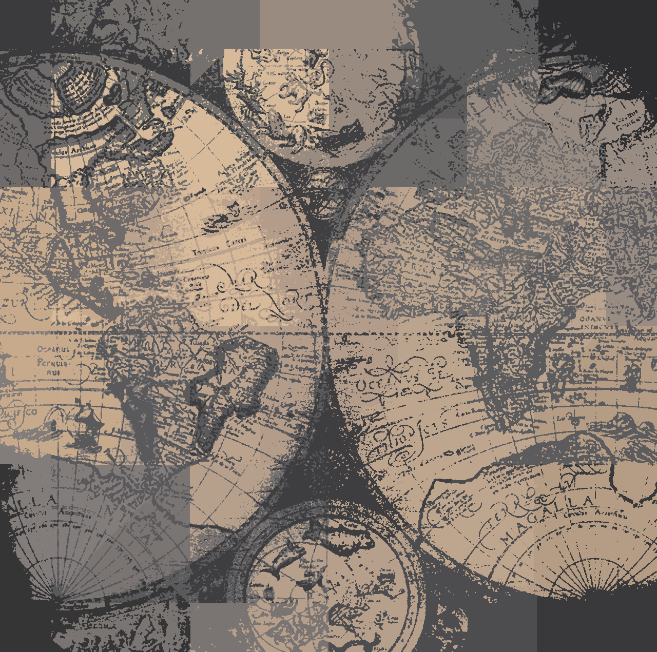 Imagine a old-time map, painted in water color.